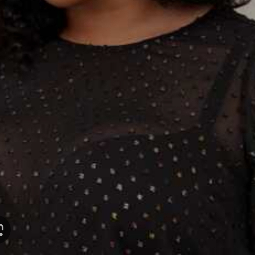 Torrid Witchy Flirty Abbey Rainbow Clip Dot Sheer Short Sleeve Blouse Top 0X - Picture 12 of 12